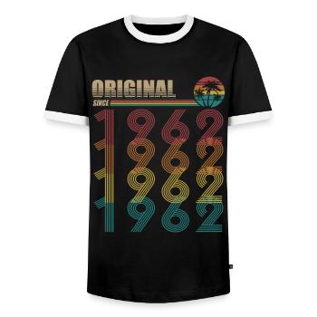 60e anniversaire né en 1962 Original depuis 1962 - T-shirt contrasté Homme - noir/blanc - Devant - AI Model Female 172 light (172cm) & AI Model Male 178 light (178cm)
