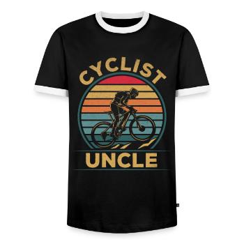 Cyclists Uncle Mountain Bikers Cyclists MTB - Men's Ringer Shirt - black/white - Front - AI Model Female 172 light (172cm) & AI Model Male 178 light (178cm)