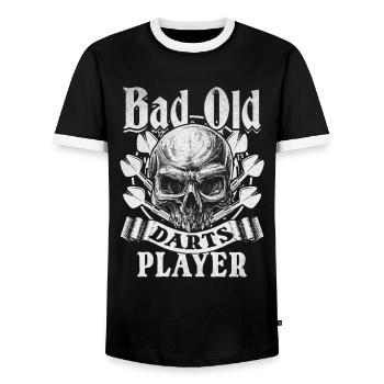 Darts-Spiel spielen Old Man Dartspieler Bad Old - Männer Kontrast-T-Shirt - Schwarz/Weiß - Vorne - AI Model Female 172 light (172cm) & AI Model Male 178 light (178cm)
