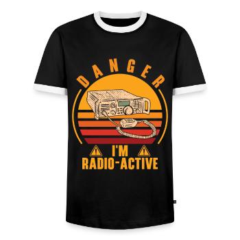 Funk Amateur Funker Funken Radio Hobby Geschenk - Männer Kontrast-T-Shirt - Schwarz/Weiß - Vorne - AI Model Female 172 light (172cm) & AI Model Male 178 light (178cm)
