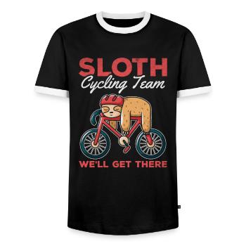 Sloth Cycling Team We will make it - Men's Ringer Shirt - black/white - Front - AI Model Female 172 light (172cm) & AI Model Male 178 light (178cm)