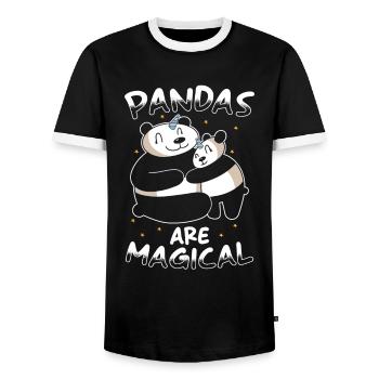 Panda Einhorn Panda - Männer Kontrast-T-Shirt - Schwarz/Weiß - Vorne - AI Model Female 172 light (172cm) & AI Model Male 178 light (178cm)