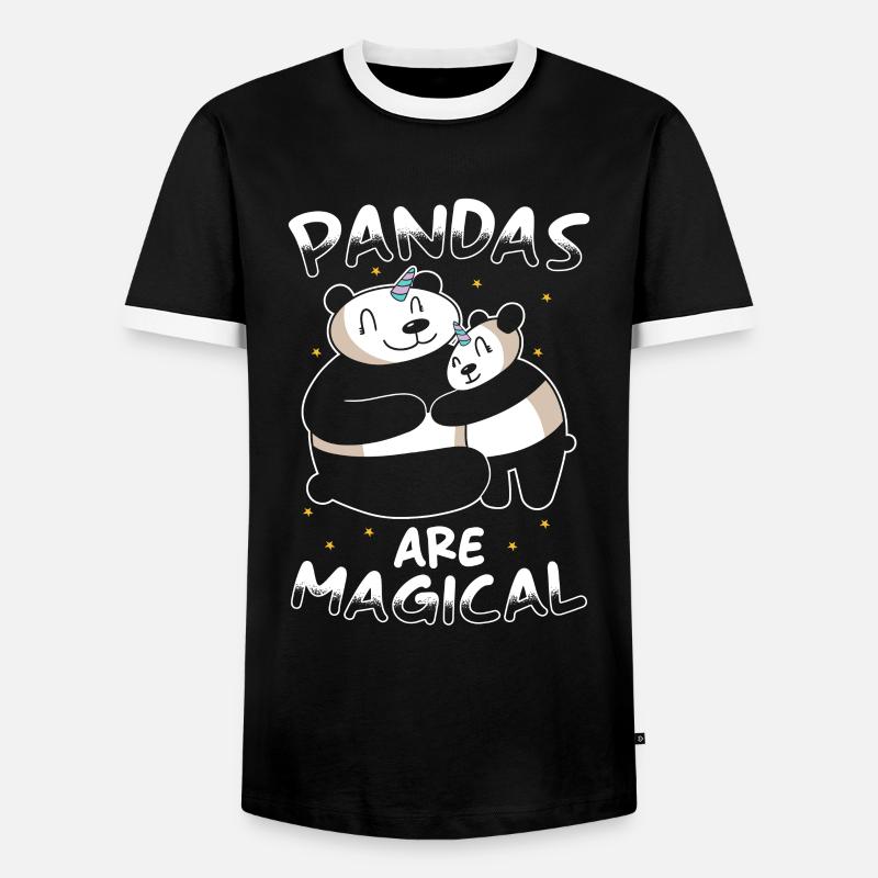 Panda Einhorn Panda - Männer Kontrast-T-Shirt - Schwarz/Weiß