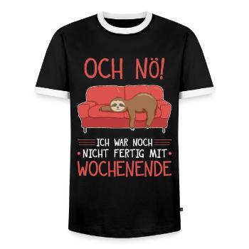 Faultier Montag Sprüche und Geschenke - Männer Kontrast-T-Shirt - Schwarz/Weiß - Vorne - AI Model Female 172 light (172cm) & AI Model Male 178 light (178cm)