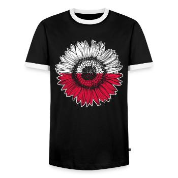 Poland Flag Sunflower - Men's Ringer Shirt - black/white - Front - AI Model Female 172 light (172cm) & AI Model Male 178 light (178cm)