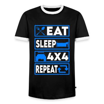 Routine VTT tout-terrain - Idée cadeau tout-terrain - T-shirt contrasté Homme - noir/blanc - Devant - AI Model Female 172 light (172cm) & AI Model Male 178 light (178cm)