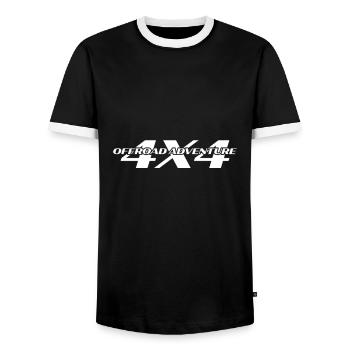 Aventure hors route en 4x4 - T-shirt contrasté Homme - noir/blanc - Devant - AI Model Female 172 light (172cm) & AI Model Male 178 light (178cm)