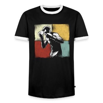 Boxing Retro Vintage - Men's Ringer Shirt - black/white - Front - AI Model Female 172 light (172cm) & AI Model Male 178 light (178cm)
