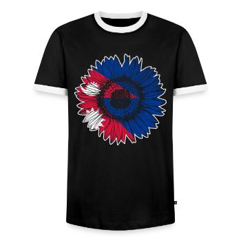 Drapeau du Népal Tournesol - T-shirt contrasté Homme - noir/blanc - Devant - AI Model Female 172 light (172cm) & AI Model Male 178 light (178cm)