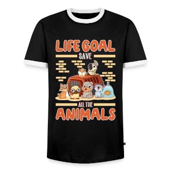 Animal Rights Activist Vegan Vegetarian Animal Lovers Animal - Men's Ringer Shirt - black/white - Front - AI Model Female 172 light (172cm) & AI Model Male 178 light (178cm)