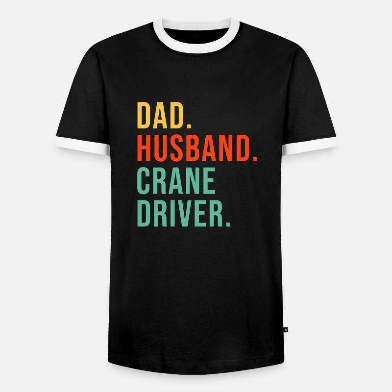 Papa Husband Crane Operator Crane Operator Crane Cranes Crane - Men's Ringer Shirt - black/white
