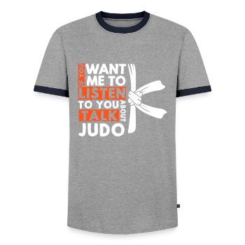 Judo Judoka Judo Fighter Martial Arts Gift - Men's Ringer Shirt - grey/navy  - Front - AI Model Female 172 light (172cm) & AI Model Male 178 light (178cm)