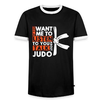 Judo Judoka Judo Fighter Martial Arts Gift - Men's Ringer Shirt - black/white - Front - AI Model Female 172 light (172cm) & AI Model Male 178 light (178cm)