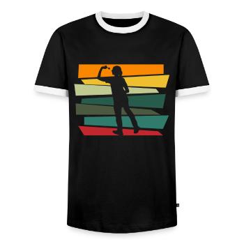 Dart Darten Dartscheibe Dartspieler Bulls Eye - Männer Kontrast-T-Shirt - Schwarz/Weiß - Vorne - AI Model Female 172 light (172cm) & AI Model Male 178 light (178cm)