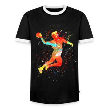 Handballspieler Outfit Handball Sport Top Handball - Männer Kontrast-T-Shirt - Schwarz/Weiß - Vorne - AI Model Female 172 light (172cm) & AI Model Male 178 light (178cm)