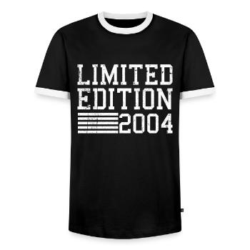 Birthday Limited Edition 2004 - Men's Ringer Shirt - black/white - Front - AI Model Female 172 light (172cm) & AI Model Male 178 light (178cm)