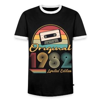 40e anniversaire né en 1982 Original 1982 - T-shirt contrasté Homme - noir/blanc - Devant - AI Model Female 172 light (172cm) & AI Model Male 178 light (178cm)