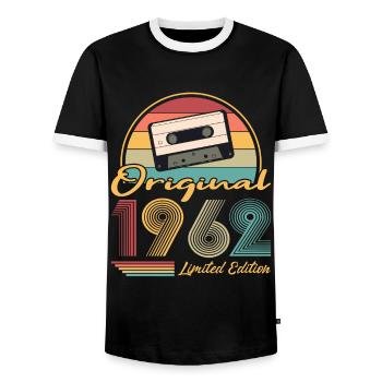 60e anniversaire né en 1962 Original 1962 - T-shirt contrasté Homme - noir/blanc - Devant - AI Model Female 172 light (172cm) & AI Model Male 178 light (178cm)