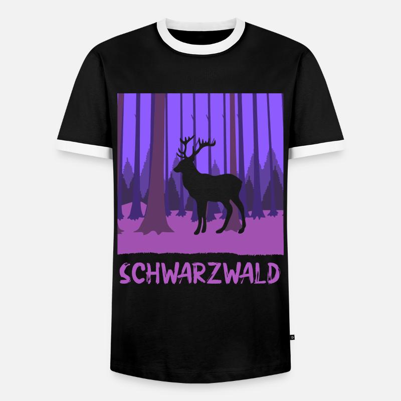 Schwarzwald Hirsch - Männer Kontrast-T-Shirt - Schwarz/Weiß