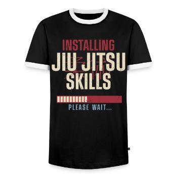 Jiu Jitsu Installation du Jiu-Jitsu - T-shirt contrasté Homme - noir/blanc - Devant - AI Model Female 172 light (172cm) & AI Model Male 178 light (178cm)