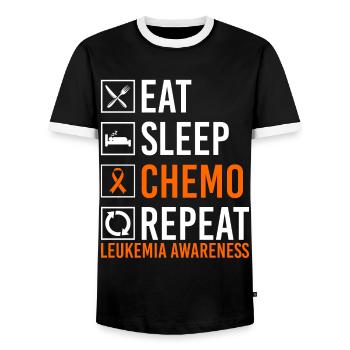 Leukämie-Bewusstsein Essen Schlafen Chemo Wiederho - Männer Kontrast-T-Shirt - Schwarz/Weiß - Vorne - AI Model Female 172 light (172cm) & AI Model Male 178 light (178cm)