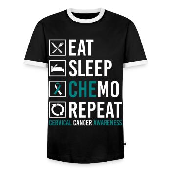 Cervical Cancer Eating Sleep Chemo Wiederho - Men's Ringer Shirt - black/white - Front - AI Model Female 172 light (172cm) & AI Model Male 178 light (178cm)