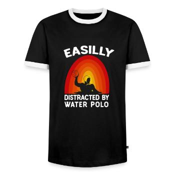 Water Polo Water Polo Player Water Polo Gift - Men's Ringer Shirt - black/white - Front - AI Model Female 172 light (172cm) & AI Model Male 178 light (178cm)