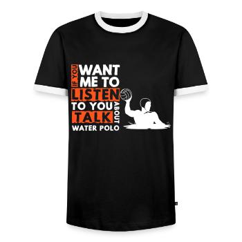 Water Polo Water Polo Player Water Polo Gift - Men's Ringer Shirt - black/white - Front - AI Model Female 172 light (172cm) & AI Model Male 178 light (178cm)
