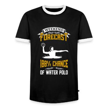 Water Polo Water Polo Player Water Polo Gift - Men's Ringer Shirt - black/white - Front - AI Model Female 172 light (172cm) & AI Model Male 178 light (178cm)