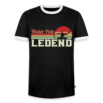 Water Polo Water Polo Player Water Polo Gift - Men's Ringer Shirt - black/white - Front - AI Model Female 172 light (172cm) & AI Model Male 178 light (178cm)