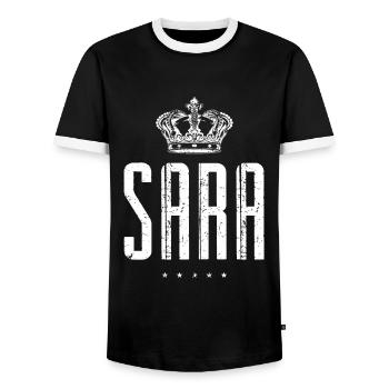 Sara - Männer Kontrast-T-Shirt - Schwarz/Weiß - Vorne - AI Model Female 172 light (172cm) & AI Model Male 178 light (178cm)