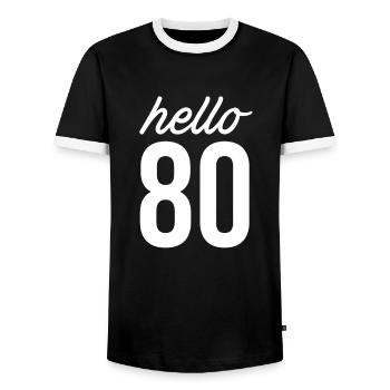 80. Geburtstag 80 Jahre - Männer Kontrast-T-Shirt - Schwarz/Weiß - Vorne - AI Model Female 172 light (172cm) & AI Model Male 178 light (178cm)
