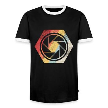 Photographer Gift Idea for Photographers Photography - Men's Ringer Shirt - black/white - Front - AI Model Female 172 light (172cm) & AI Model Male 178 light (178cm)