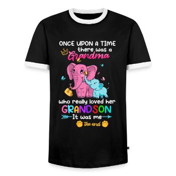 Elephant Grandma Loves Grandson - Men's Ringer Shirt - black/white - Front - AI Model Female 172 light (172cm) & AI Model Male 178 light (178cm)
