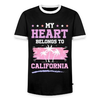 California Heart Saying - Men's Ringer Shirt - black/white - Front - AI Model Female 172 light (172cm) & AI Model Male 178 light (178cm)