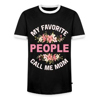 Mes gens préférés m’appellent maman - T-shirt contrasté Homme - noir/blanc - Devant - AI Model Female 172 light (172cm) & AI Model Male 178 light (178cm)