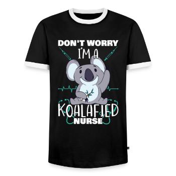 Don't Worry I am A Koalafied Nurse Koala Nurse - Männer Kontrast-T-Shirt - Schwarz/Weiß - Vorne - AI Model Female 172 light (172cm) & AI Model Male 178 light (178cm)