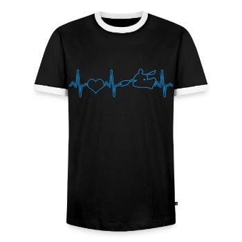 Canoe Kayak Heartbeat - Men's Ringer Shirt - black/white - Front - AI Model Female 172 light (172cm) & AI Model Male 178 light (178cm)