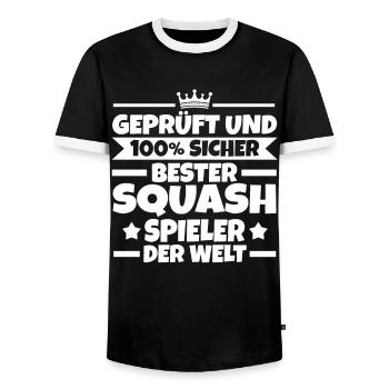 Bester Squashspieler Squash - Männer Kontrast-T-Shirt - Schwarz/Weiß - Vorne - AI Model Female 172 light (172cm) & AI Model Male 178 light (178cm)