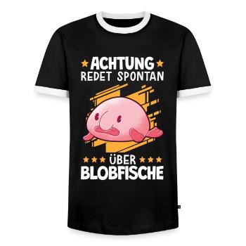 Redet über Blobfische Meme hässlicher Fisch - Männer Kontrast-T-Shirt - Schwarz/Weiß - Vorne - AI Model Female 172 light (172cm) & AI Model Male 178 light (178cm)
