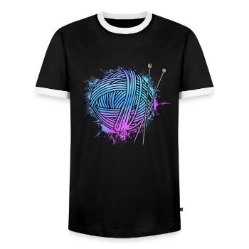 Tricoter - T-shirt contrasté Homme - noir/blanc - Devant - AI Model Female 172 light (172cm) & AI Model Male 178 light (178cm)