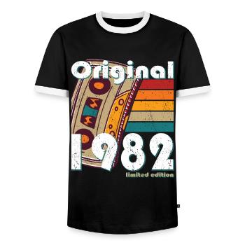 40e anniversaire né en 1982 Original 1982 - T-shirt contrasté Homme - noir/blanc - Devant - AI Model Female 172 light (172cm) & AI Model Male 178 light (178cm)