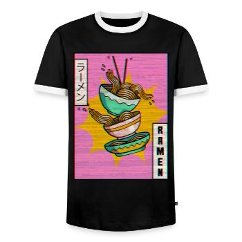Ramen Noodles Vaporwave Aesthetic Glitch Cadeau - T-shirt contrasté Homme - noir/blanc - Devant - AI Model Female 172 light (172cm) & AI Model Male 178 light (178cm)