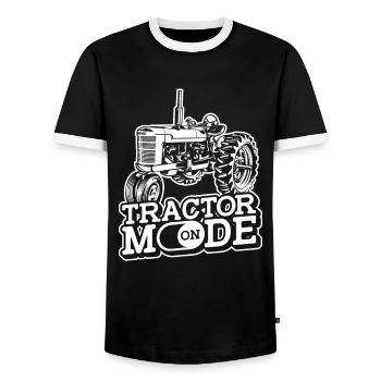 Trekker Tractor Tractor Farmer Farmer - Men's Ringer Shirt - black/white - Front - AI Model Female 172 light (172cm) & AI Model Male 178 light (178cm)