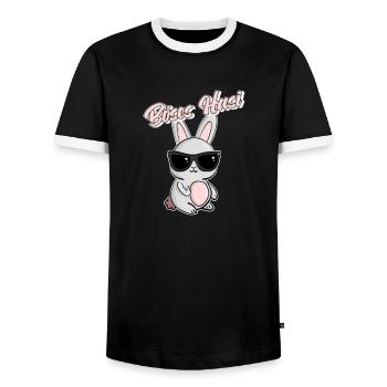 Das Coole Böse Hasi mit Sonnenbrille Böser - Männer Kontrast-T-Shirt - Schwarz/Weiß - Vorne - AI Model Female 172 light (172cm) & AI Model Male 178 light (178cm)