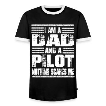 Je suis un père et un pilote Rien ne me fait peur - T-shirt contrasté Homme - noir/blanc - Devant - AI Model Female 172 light (172cm) & AI Model Male 178 light (178cm)