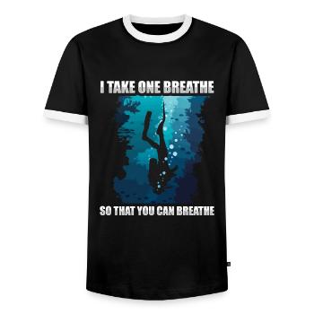 Scuba Diving Divers Diving - Men's Ringer Shirt - black/white - Front - AI Model Female 172 light (172cm) & AI Model Male 178 light (178cm)