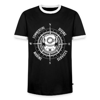 Scuba Diving Divers Diving - Men's Ringer Shirt - black/white - Front - AI Model Female 172 light (172cm) & AI Model Male 178 light (178cm)
