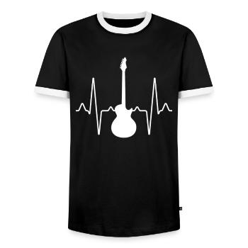 E Gitarre Herzschlag - Männer Kontrast-T-Shirt - Schwarz/Weiß - Vorne - AI Model Female 172 light (172cm) & AI Model Male 178 light (178cm)