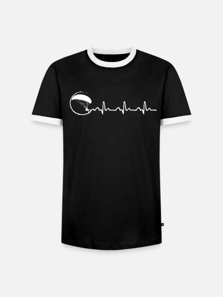 Paraglider Heartbeat - Männer Kontrast-T-Shirt - Schwarz/Weiß